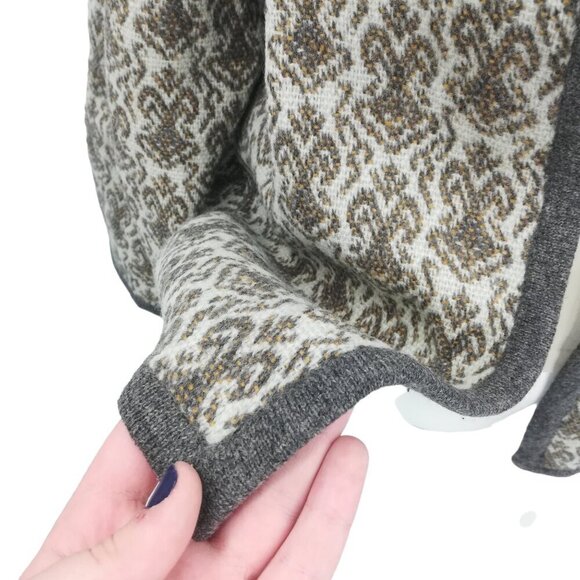 Vintage Glanamere Wool Open Front Cardigan Sweater Size L Gray Geometric - Picture 10 of 12